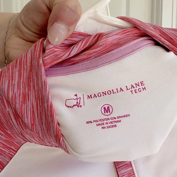 ⛳️Masters Golf Magnolia Lane Pink Performance Tech 1/4 Zip with Pink Stripes - Picture 4 of 4